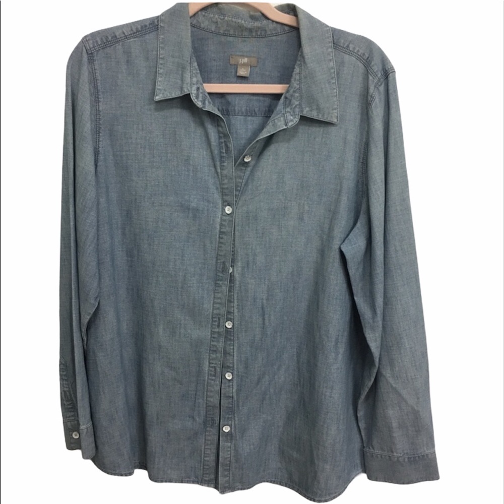 J. Jill Chambray Button Down Shirt Size L